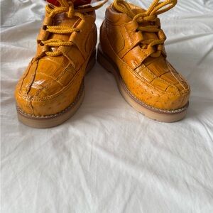 Sefeni Caiman Crocodile Leather Shoes Mens 9.5 Yellow Exotic NIB